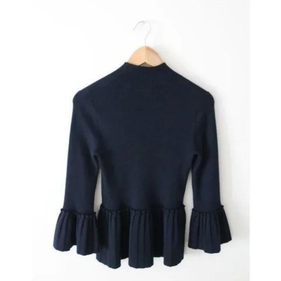 Ted Baker Lislie Pleated Peplum Sweater Navy Size TED 0/ US 2 - Picture 4 of 7